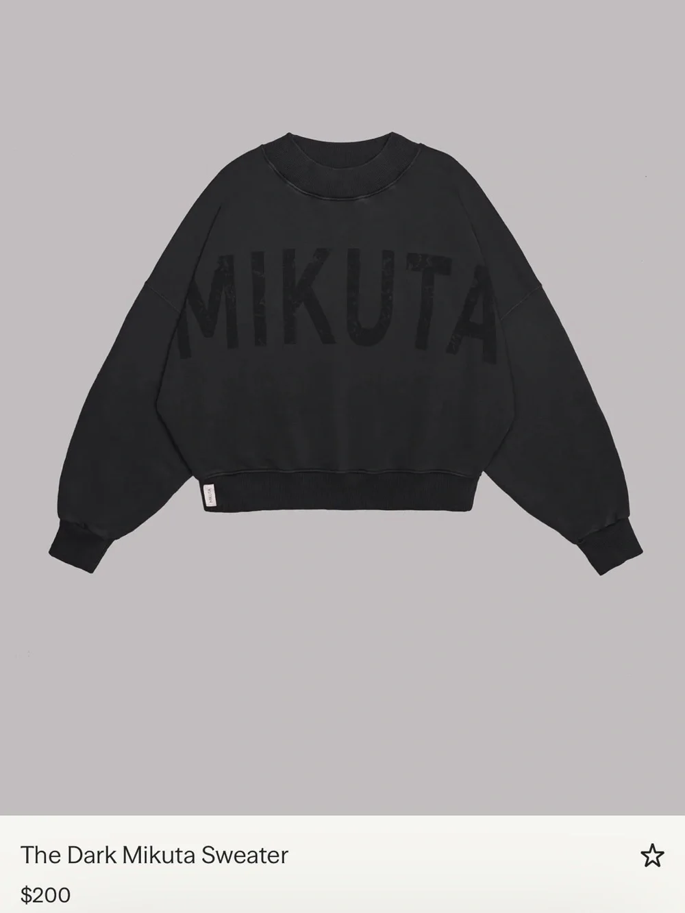 Mikuta The Dark Sweater Classic Black Crewneck Oversized Relaxed Sweater